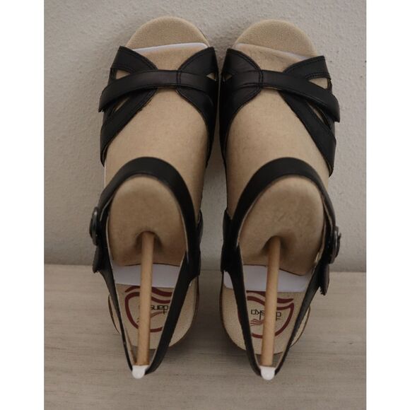 Dansko Women's Sz 38 US 7.5-8 Black Season Full Grain Leather Sandals - Picture 12 of 16